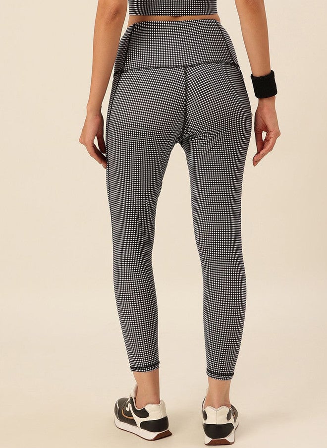 CUKOO Women Checked High Rise Rapid Dry Training Tights - Image 3